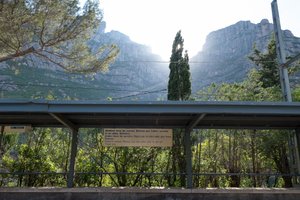 The view from the Montserrat train station, looking up at the hills overhead.
