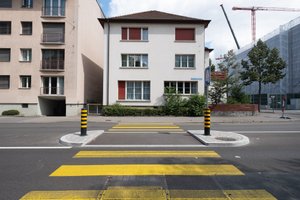 A photo of a zebra crossing in Basel.