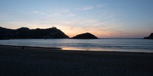 Just after sunset looking over the bay in San Sebastián.