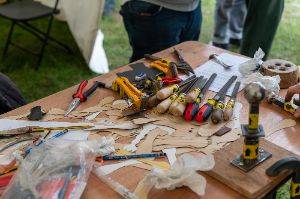A selection of tools on a table.